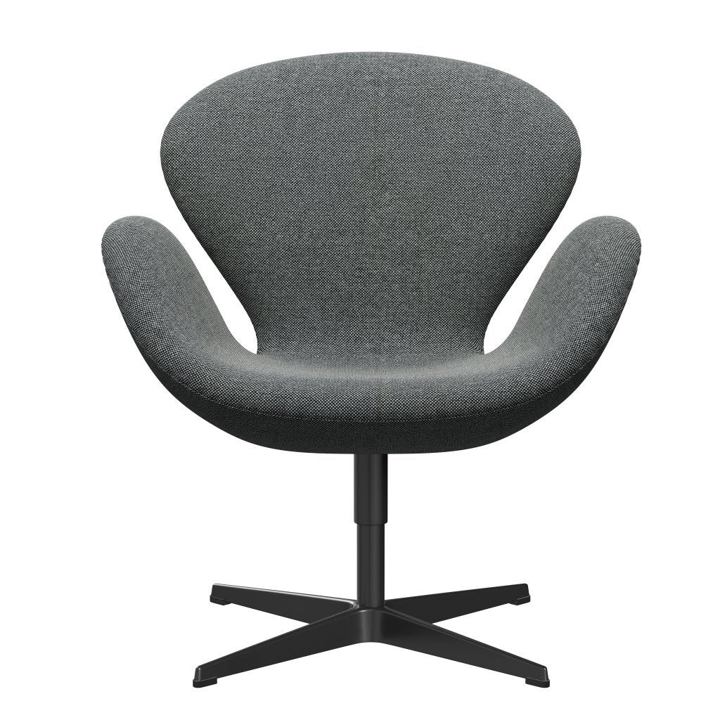 [product_category]-Fritz Hansen Swan Lounge Chair, Black Lacquered/Hallingdal White/Brown-Fritz Hansen-3320-HAL126-BLLA-FRI-1