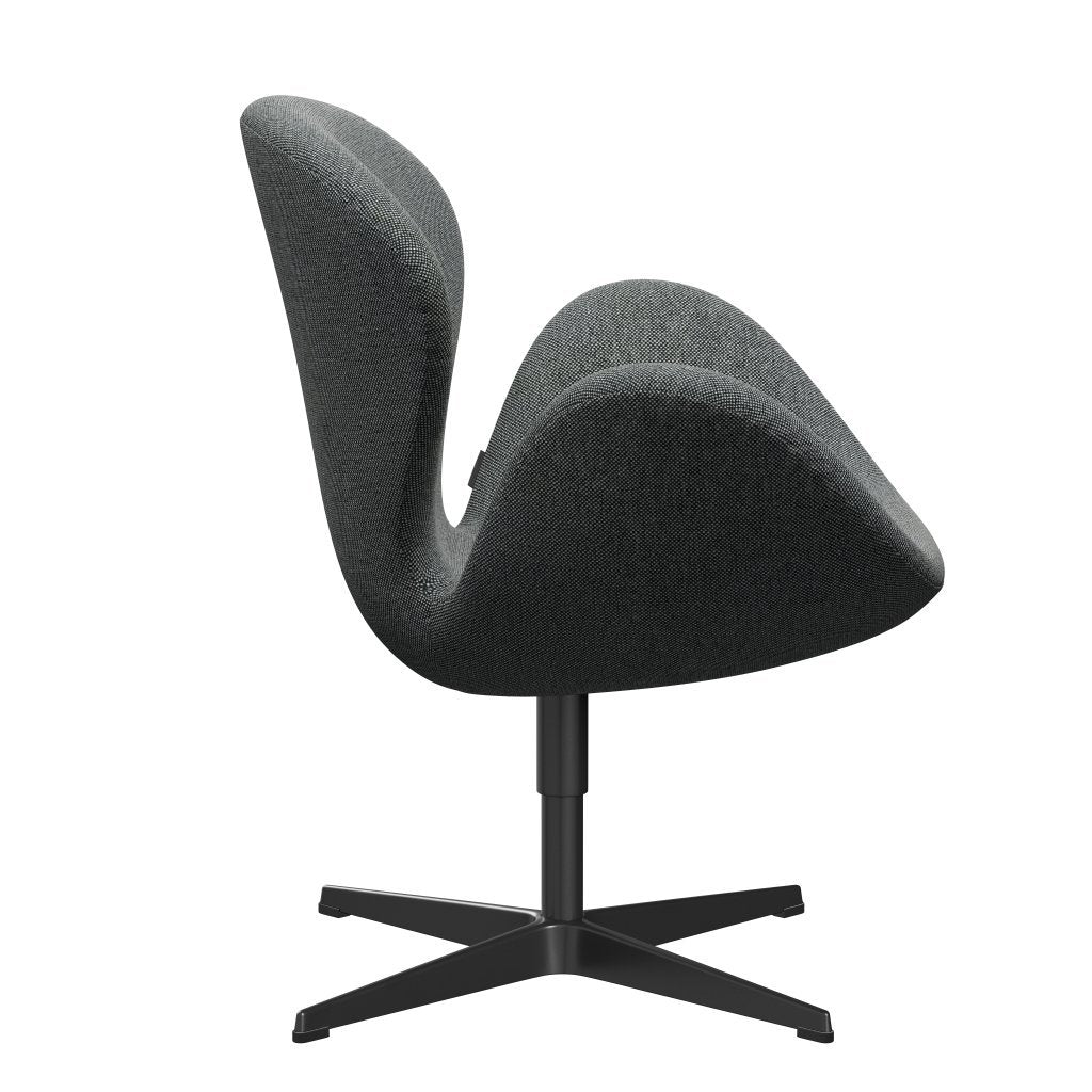 [product_category]-Fritz Hansen Swan Lounge Chair, Black Lacquered/Hallingdal White/Brown-Fritz Hansen-3320-HAL126-BLLA-FRI-3
