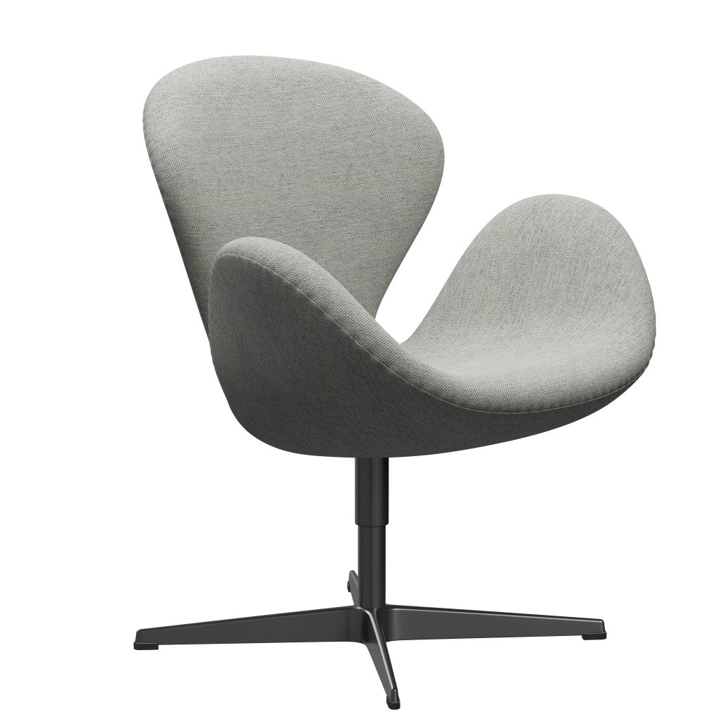 [product_category]-Fritz Hansen Swan Lounge Chair, Black Lacquered/Hallingdal White/Grey-Fritz Hansen-3320-HAL110-BLLA-FRI-2