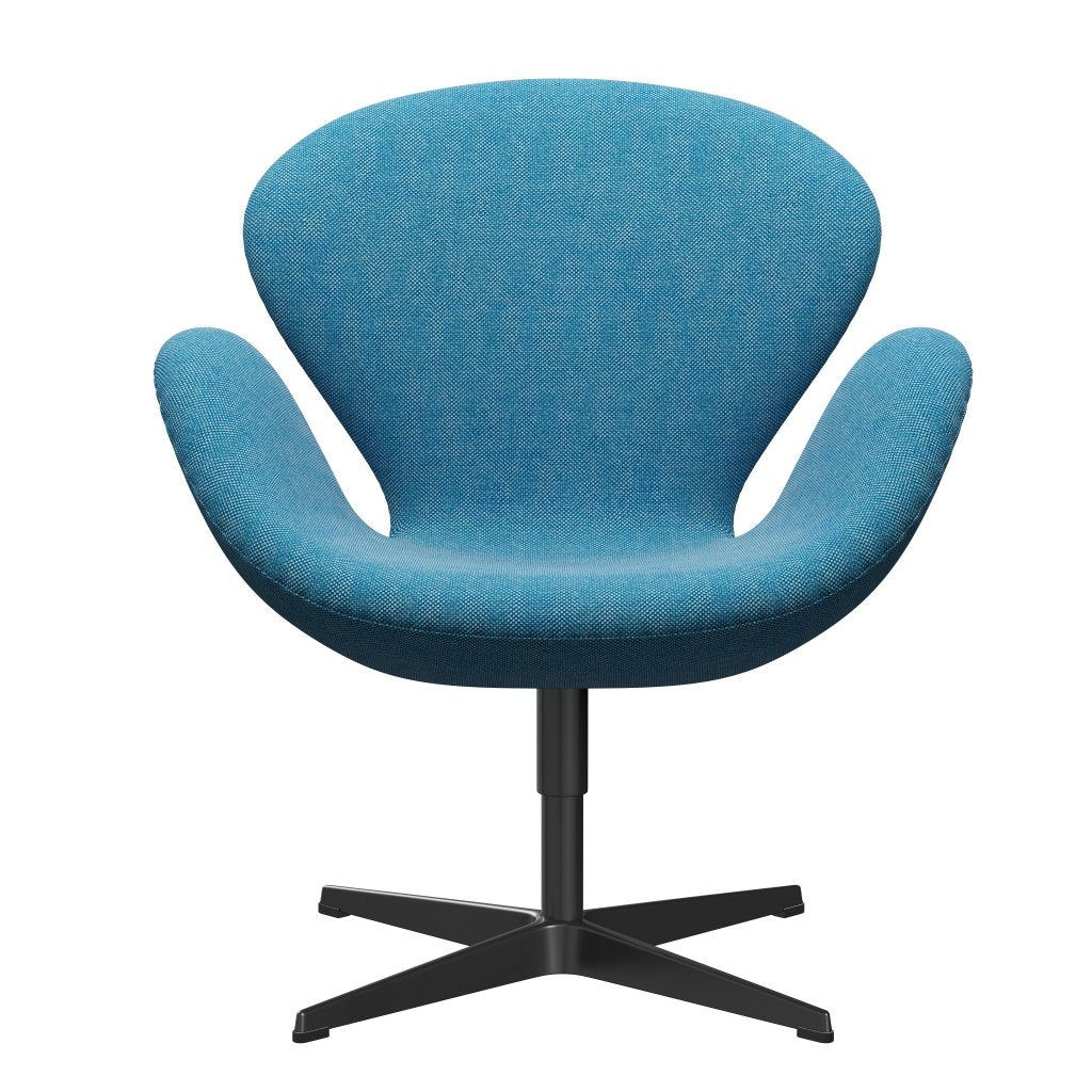 [product_category]-Fritz Hansen Swan Lounge Chair, Black Lacquered/Hallingdal White/Turquoise-Fritz Hansen-3320-HAL840-BLLA-FRI-1