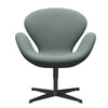 Fritz Hansen Swan™ Lounge Chair, Black Lacquered/Re Wool Light Aquamarine/Natural