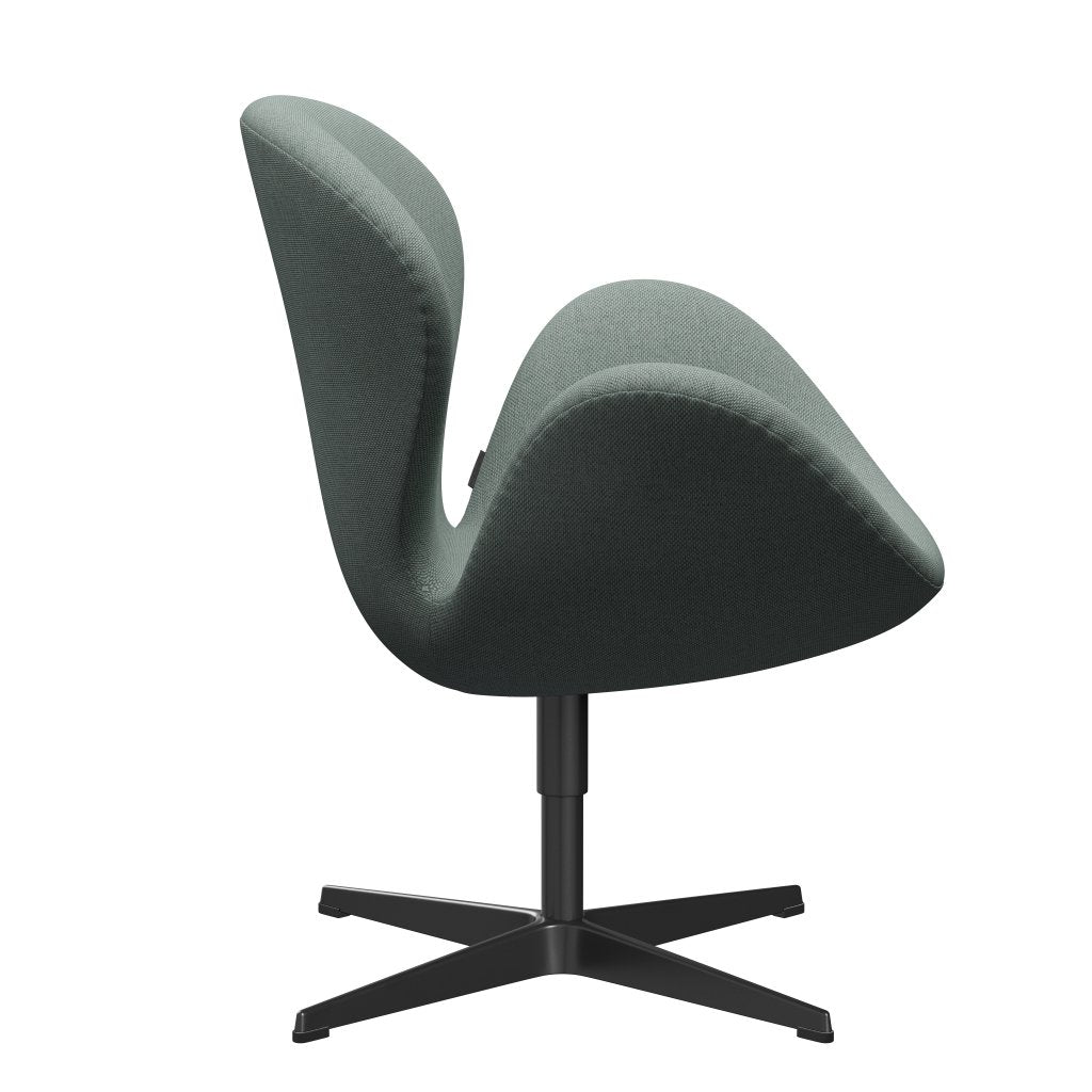[product_category]-Fritz Hansen Swan Lounge Chair, Black Lacquered/Re Wool Light Aquamarine/Natural-Fritz Hansen-3320-REW868-BLLA-FRI-3