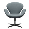 Fritz Hansen Swan™ Lounge Chair, Black Lacquered/Re Wool Light Blue/Natural