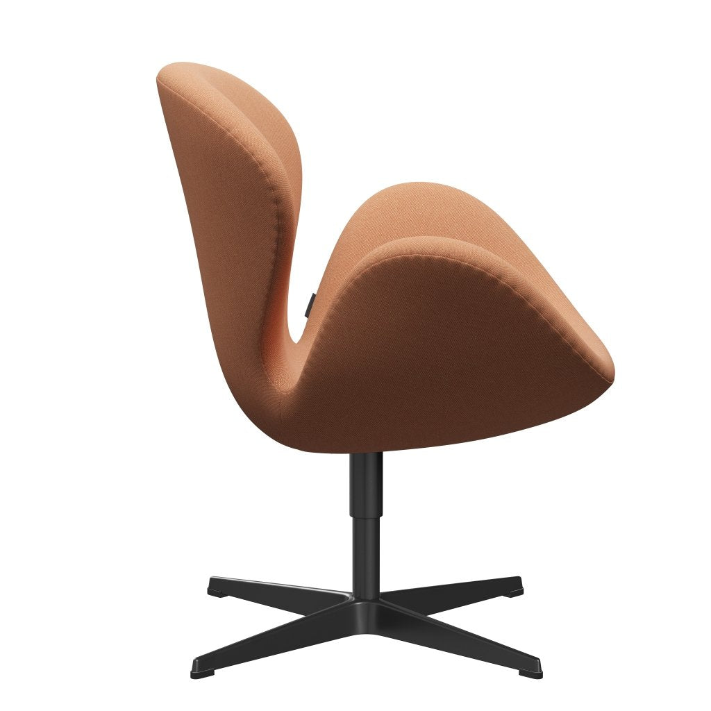 [product_category]-Fritz Hansen Swan Lounge Chair, Black Lacquered/Rime Delicate Orange/White-Fritz Hansen-3320-RIM521-BLLA-FRI-3