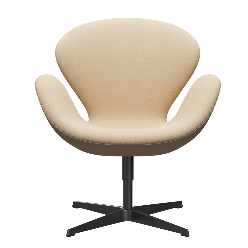 [product_category]-Fritz Hansen Swan Lounge Chair, Black Lacquered/Rime Wool White-Fritz Hansen-3320-RIM211-BLLA-FRI-1