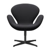 Fritz Hansen Swan™ Lounge Chair, Black Lacquered/Rims Brown/Dark Blue