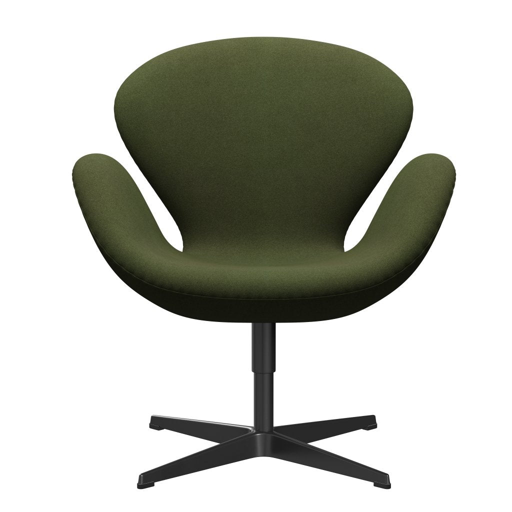 [product_category]-Fritz Hansen Swan Lounge Chair, Black Lacquered/Tonus Military Green-Fritz Hansen-3320-TON131-BLLA-FRI-1