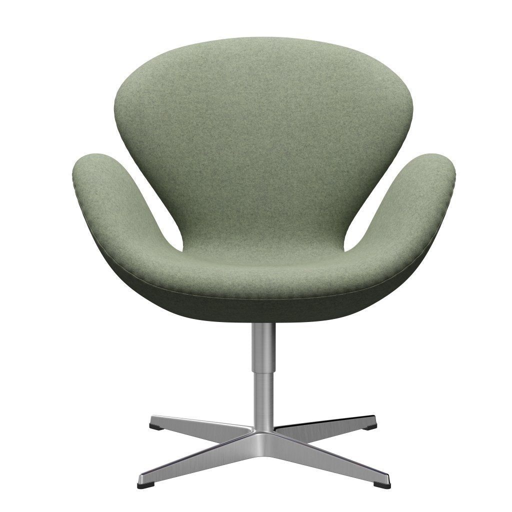 [product_category]-Fritz Hansen Swan Lounge Chair, Satin Brushed Aluminium/Divina Melange Light Green-Fritz Hansen-3320-DIM917-SPAL-FRI-1