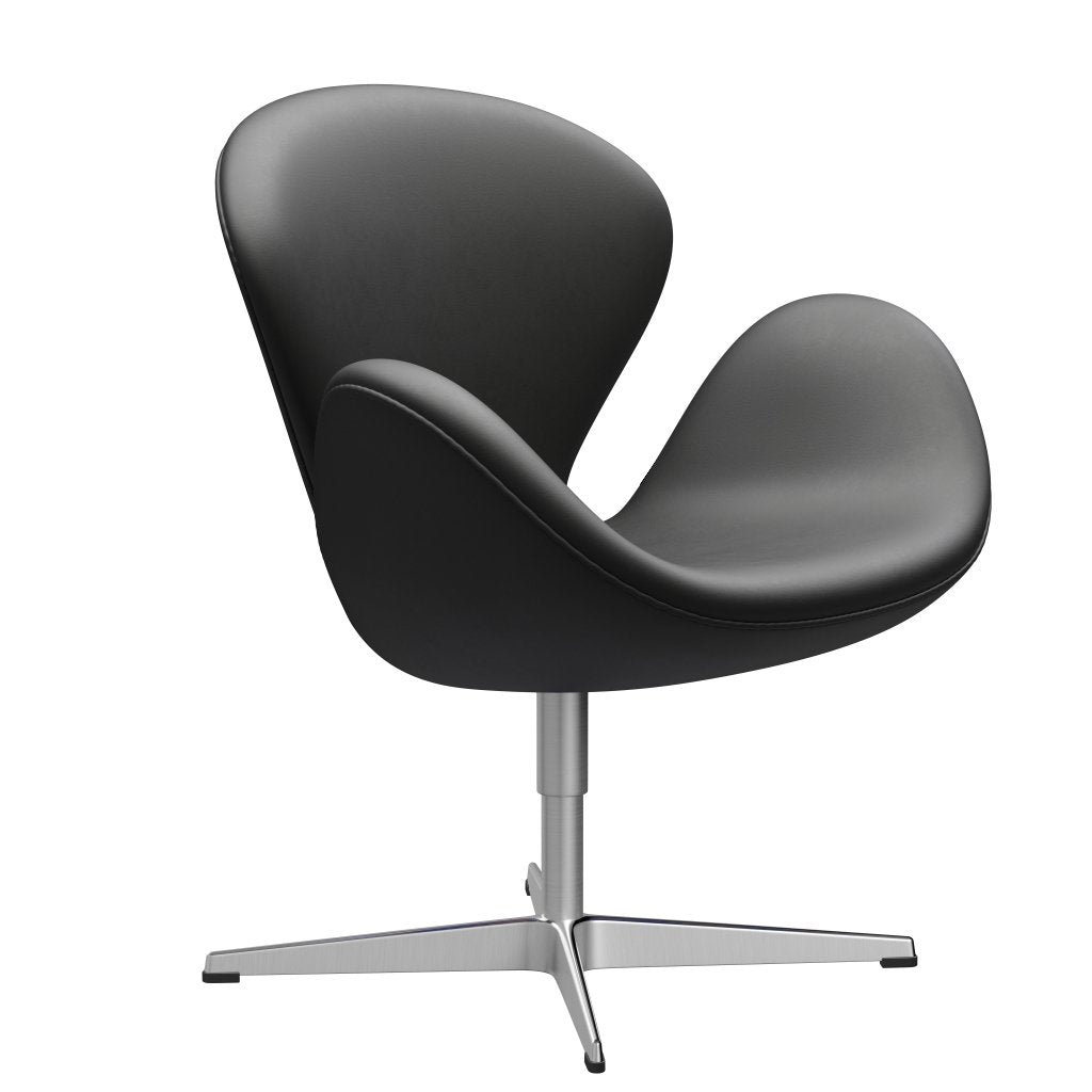 [product_category]-Fritz Hansen Swan Lounge Chair, Satin Brushed Aluminium/Essential Black-Fritz Hansen-3320-STBLA-SPAL-FRI-2