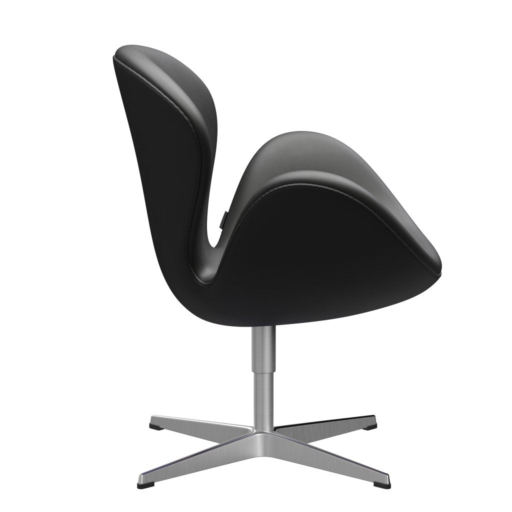 [product_category]-Fritz Hansen Swan Lounge Chair, Satin Brushed Aluminium/Essential Black-Fritz Hansen-3320-STBLA-SPAL-FRI-3