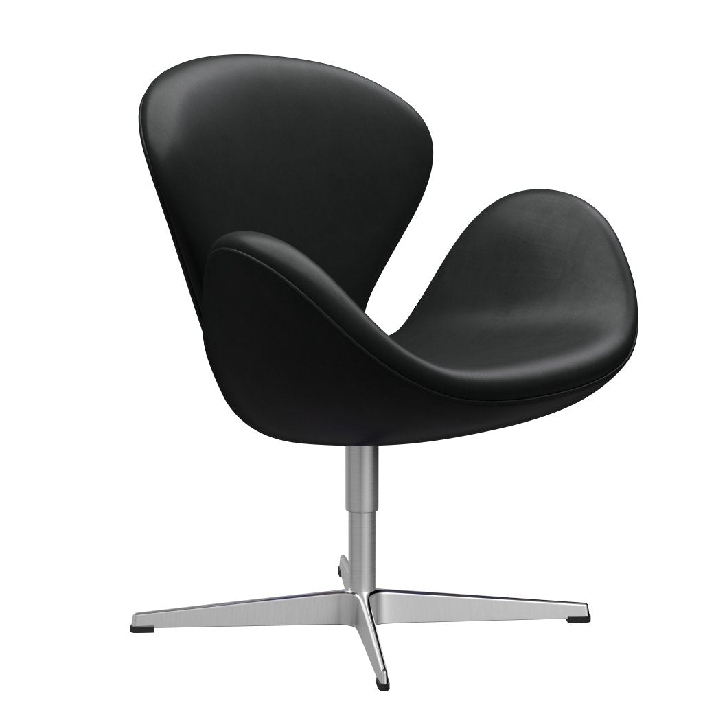 [product_category]-Fritz Hansen Swan Lounge Chair, Satin Brushed Aluminium/Grace Black-Fritz Hansen-3320-ELBLA-SPAL-FRI-2