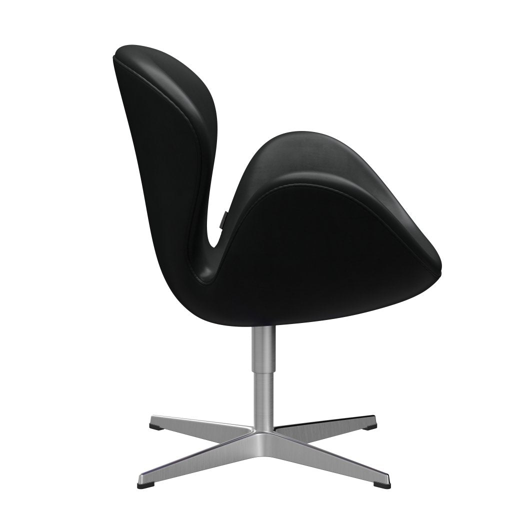 [product_category]-Fritz Hansen Swan Lounge Chair, Satin Brushed Aluminium/Grace Black-Fritz Hansen-3320-ELBLA-SPAL-FRI-3