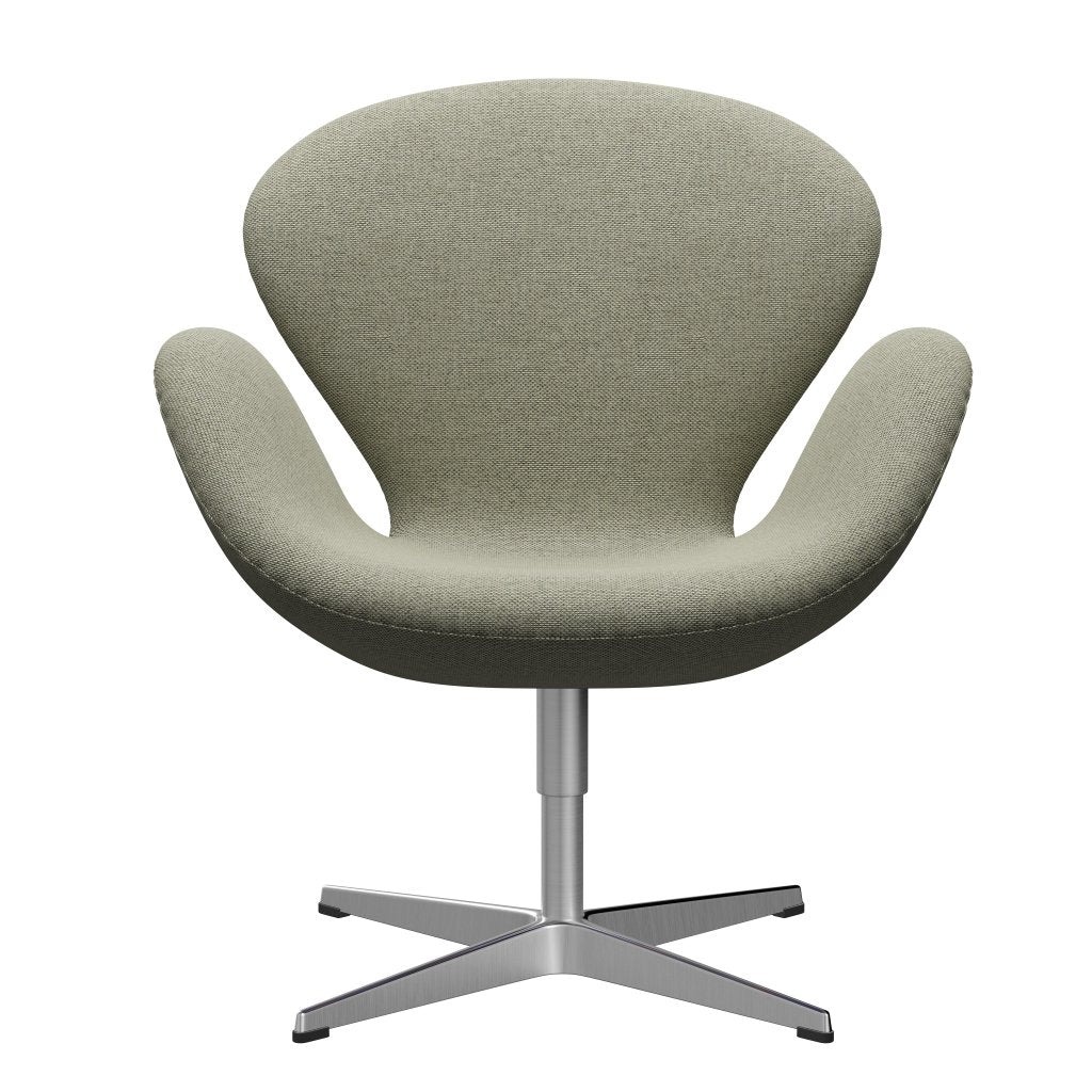 [product_category]-Fritz Hansen Swan Lounge Chair, Satin Brushed Aluminium/Re Wool Lime Green/Natural-Fritz Hansen-3320-REW408-SPAL-FRI-1