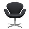  Swan™ Lounge Chair Satin Brushed Aluminium/Rims Dark Brown/Grey