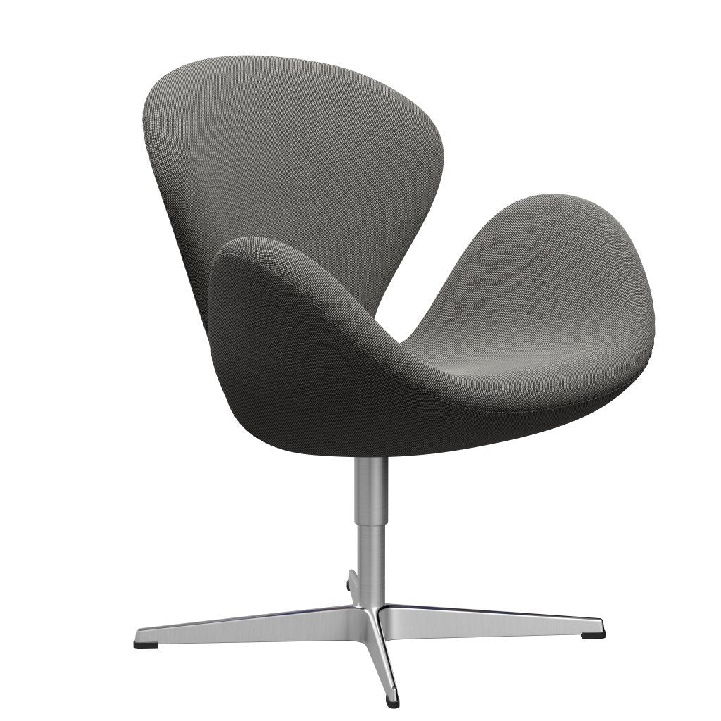 [product_category]-Fritz Hansen Swan Lounge Chair, Satin Brushed Aluminium/Steelcut Trio White/Black-Fritz Hansen-3320-STR124-SPAL-FRI-2