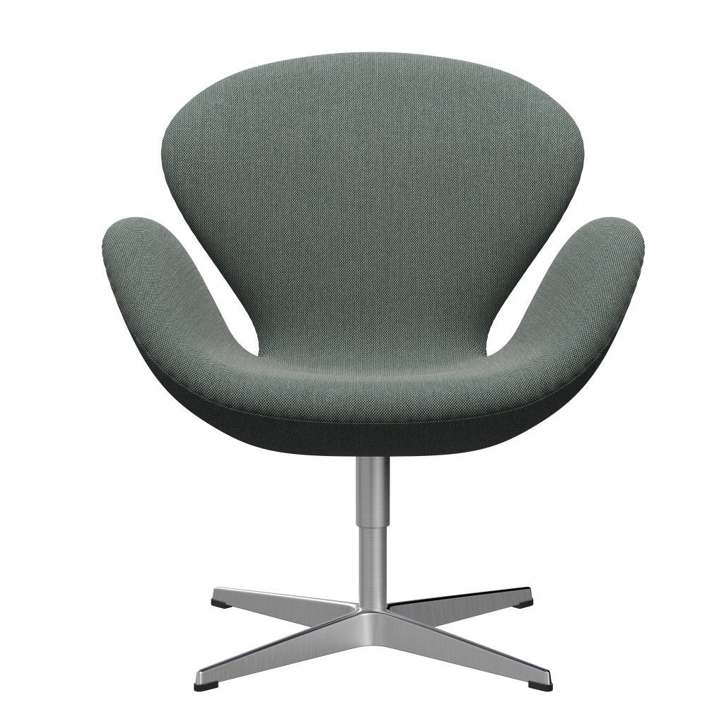 [product_category]-Fritz Hansen Swan Lounge Chair, Satin Brushed Aluminium/Steelcut Trio White/Dark Green-Fritz Hansen-3320-STR916-SPAL-FRI-1