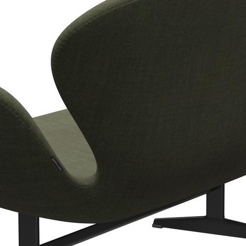 [product_category]-Fritz Hansen Swan Sofa 2 Seater, Black Lacquered/Canvas Moss Green-Fritz Hansen-3321-CA0926-BLLA-FRI-5