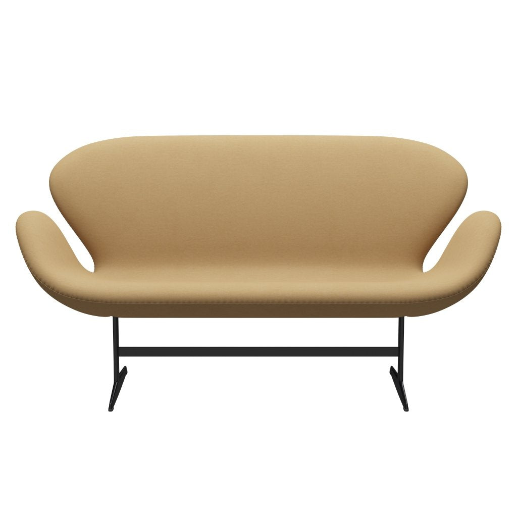 [product_category]-Fritz Hansen Swan Sofa 2 Seater, Black Lacquered/Comfort Beige (00280)-Fritz Hansen-3321-C00280-BLLA-FRI-1