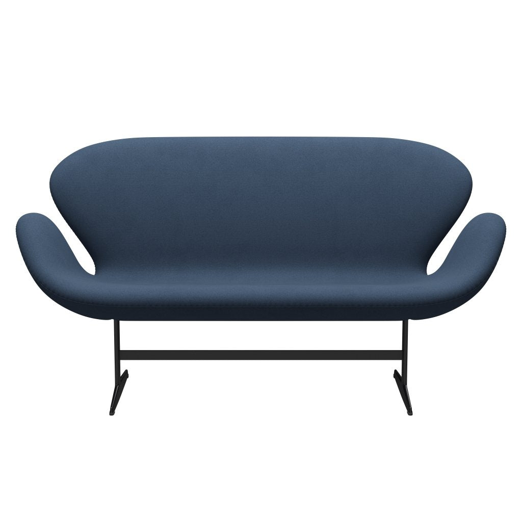 [product_category]-Fritz Hansen Swan Sofa 2 Seater, Black Lacquered/Comfort Dark Grey (09074)-Fritz Hansen-3321-C09074-BLLA-FRI-1