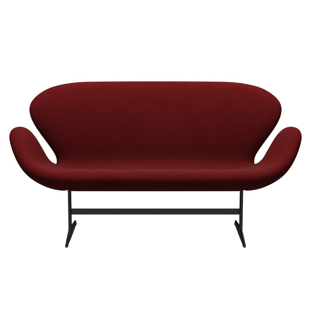 [product_category]-Fritz Hansen Swan Sofa 2 Seater, Black Lacquered/Comfort Dark Red (01153)-Fritz Hansen-3321-C01153-BLLA-FRI-1