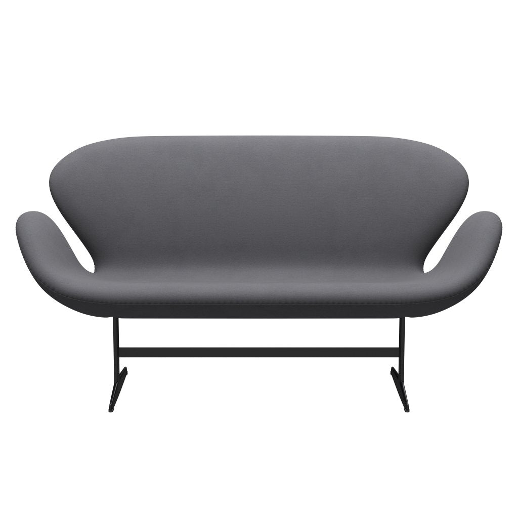 [product_category]-Fritz Hansen Swan Sofa 2 Seater, Black Lacquered/Comfort Grey (01012)-Fritz Hansen-3321-C01012-BLLA-FRI-1
