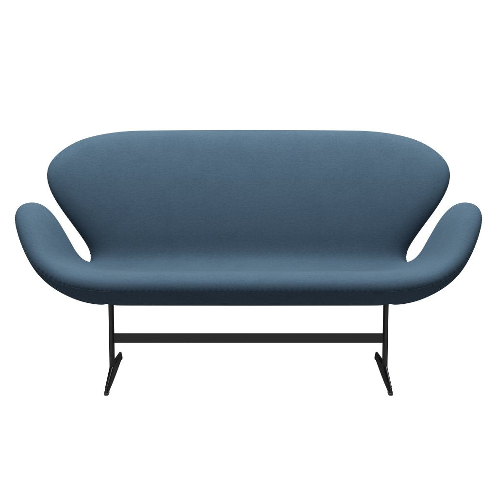 [product_category]-Fritz Hansen Swan Sofa 2 Seater, Black Lacquered/Comfort Grey (01160)-Fritz Hansen-3321-C01160-BLLA-FRI-1