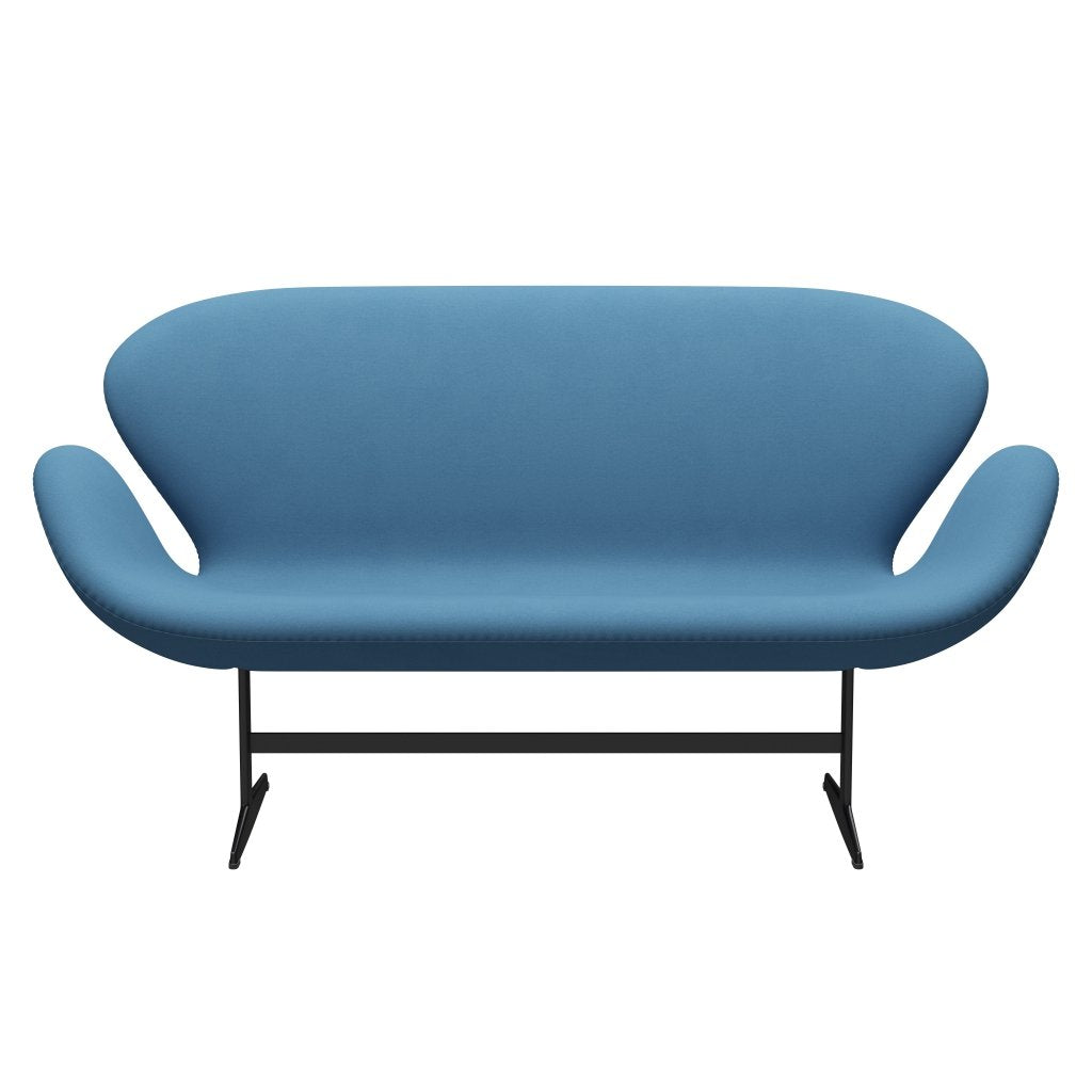 [product_category]-Fritz Hansen Swan Sofa 2 Seater, Black Lacquered/Comfort Light Blue (01124)-Fritz Hansen-3321-C01124-BLLA-FRI-1