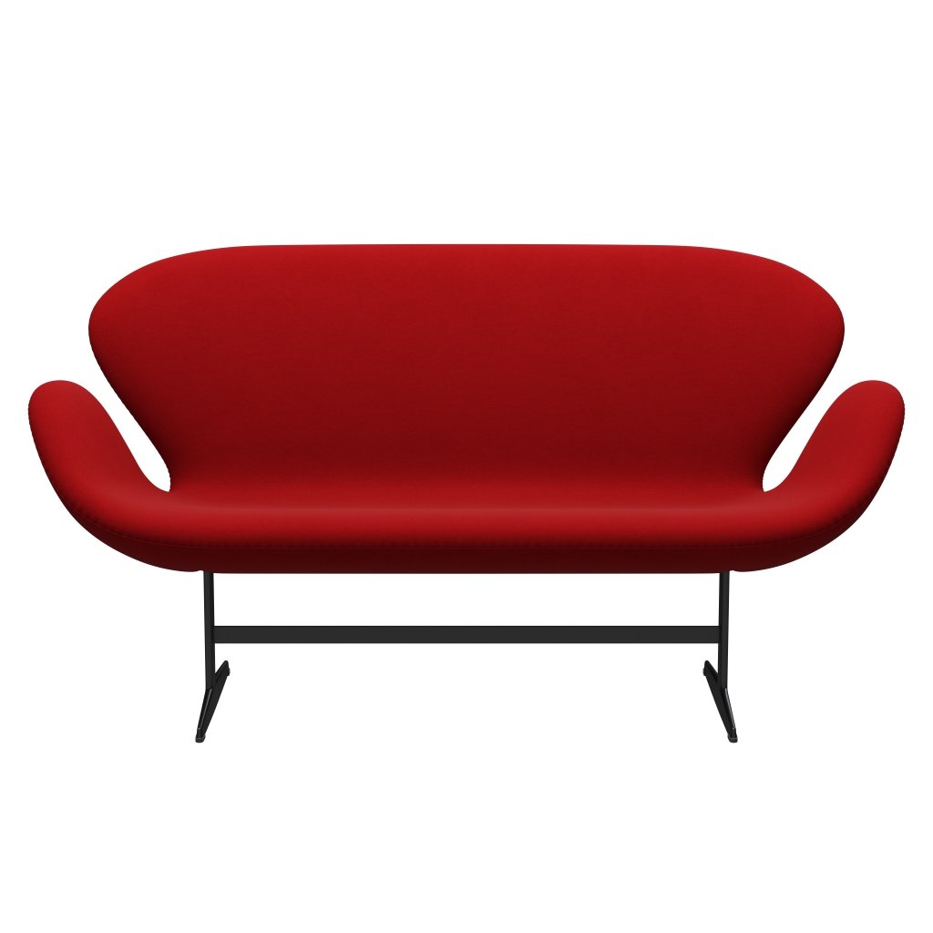 [product_category]-Fritz Hansen Swan Sofa 2 Seater, Black Lacquered/Comfort Red (01414)-Fritz Hansen-3321-C01414-BLLA-FRI-1