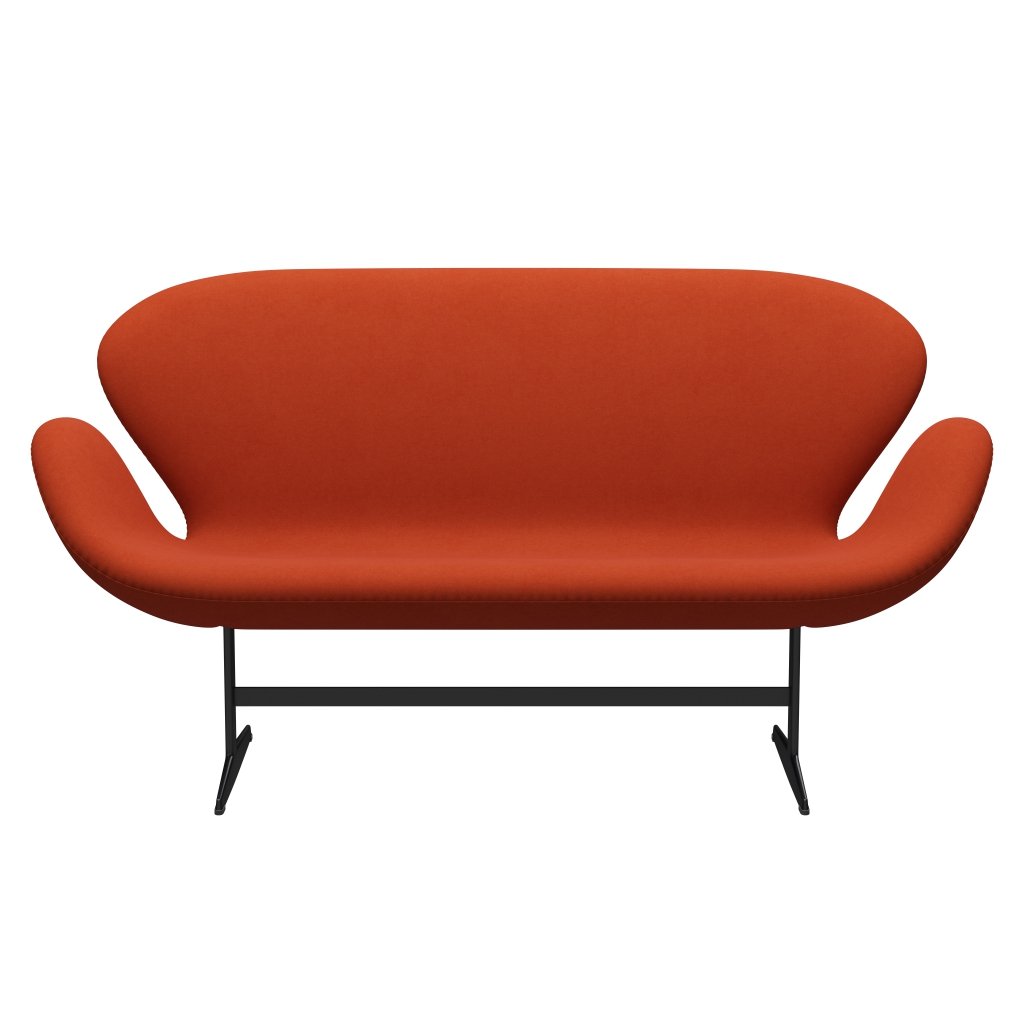 [product_category]-Fritz Hansen Swan Sofa 2 Seater, Black Lacquered/Comfort Rust Red (09055)-Fritz Hansen-3321-C09055-BLLA-FRI-1
