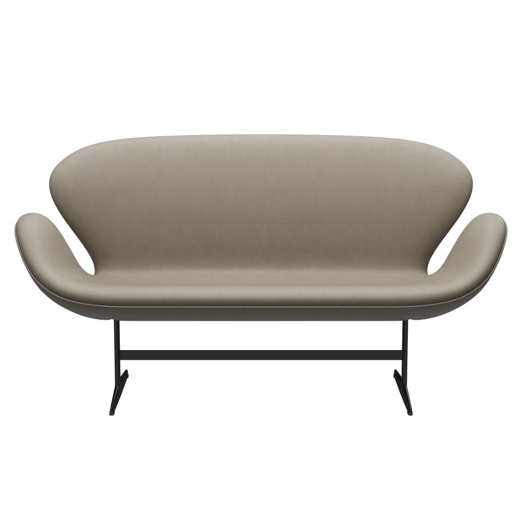 [product_category]-Fritz Hansen Swan Sofa 2 Seater, Black Lacquered/Essential Light Grey-Fritz Hansen-3321-STLIGR-BLLA-FRI-1