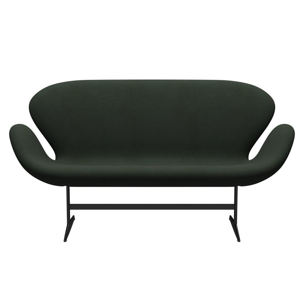 [product_category]-Fritz Hansen Swan Sofa 2 Seater, Black Lacquered/Steelcut Dark Army Green-Fritz Hansen-3321-STI975-BLLA-FRI-1