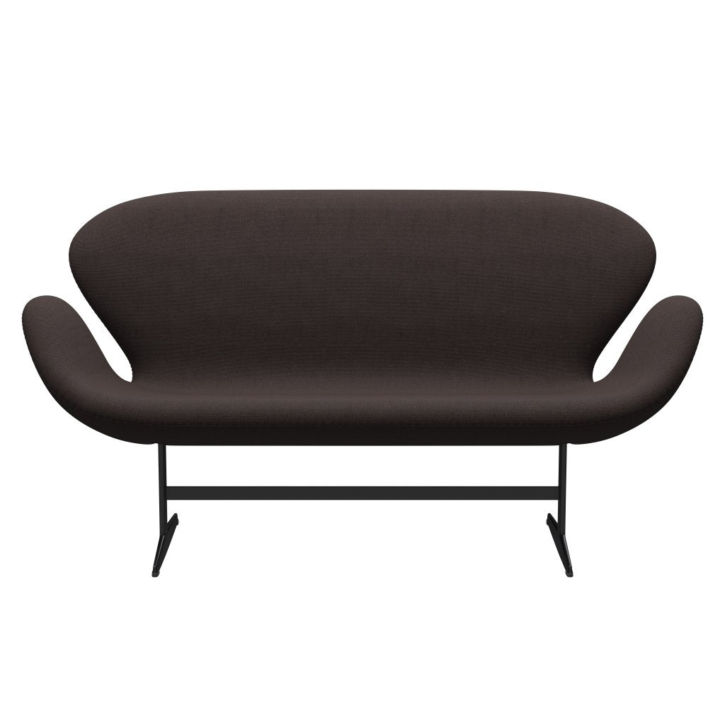 [product_category]-Fritz Hansen Swan Sofa 2 Seater, Black Lacquered/Steelcut Dark Earth Brown-Fritz Hansen-3321-STI695-BLLA-FRI-1