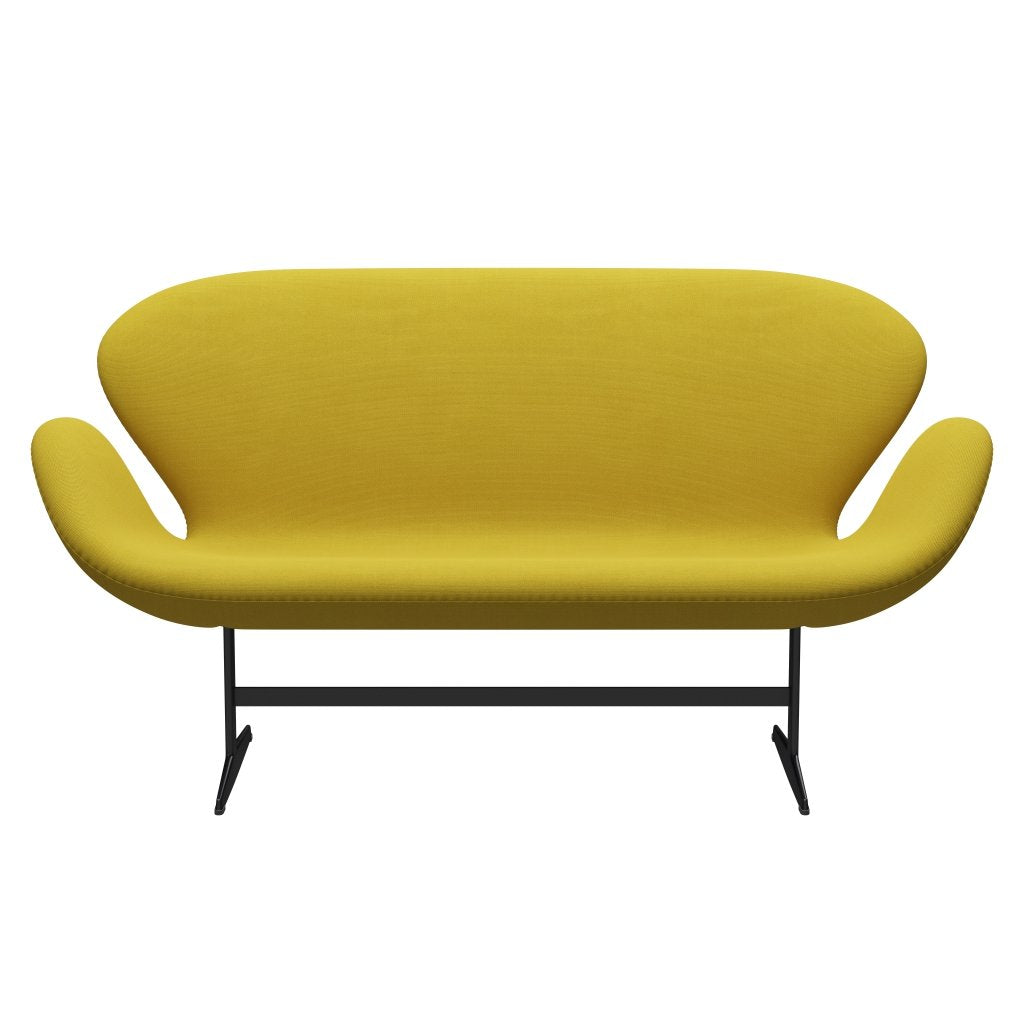 [product_category]-Fritz Hansen Swan Sofa 2 Seater, Black Lacquered/Steelcut Light Green/Yellow-Fritz Hansen-3321-STI435-BLLA-FRI-1