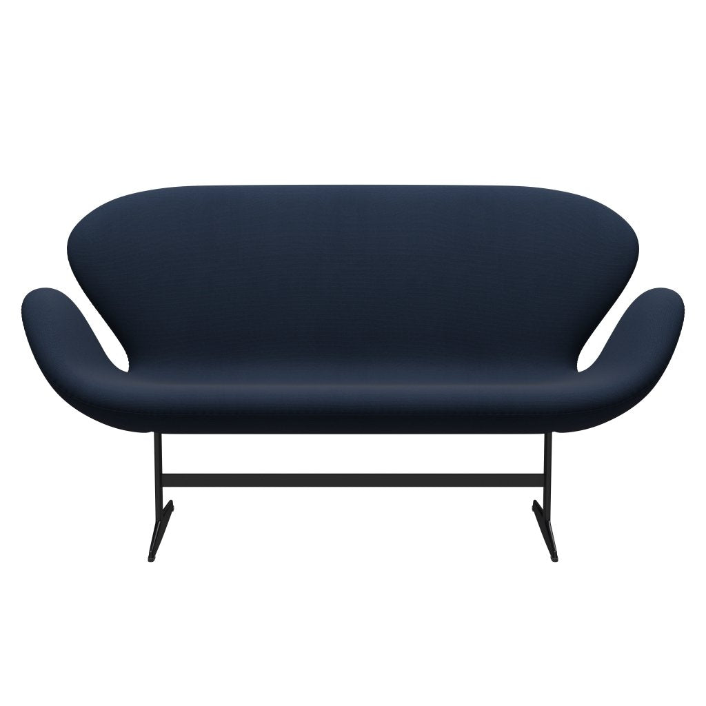 [product_category]-Fritz Hansen Swan Sofa 2 Seater, Black Lacquered/Steelcut Ocean Blue Dark-Fritz Hansen-3321-STI775-BLLA-FRI-1