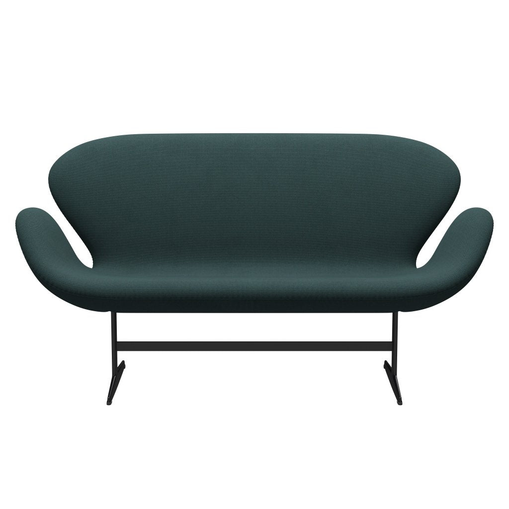 [product_category]-Fritz Hansen Swan Sofa 2 Seater, Black Lacquered/Steelcut Trio Bottle Green-Fritz Hansen-3321-STR996-BLLA-FRI-1