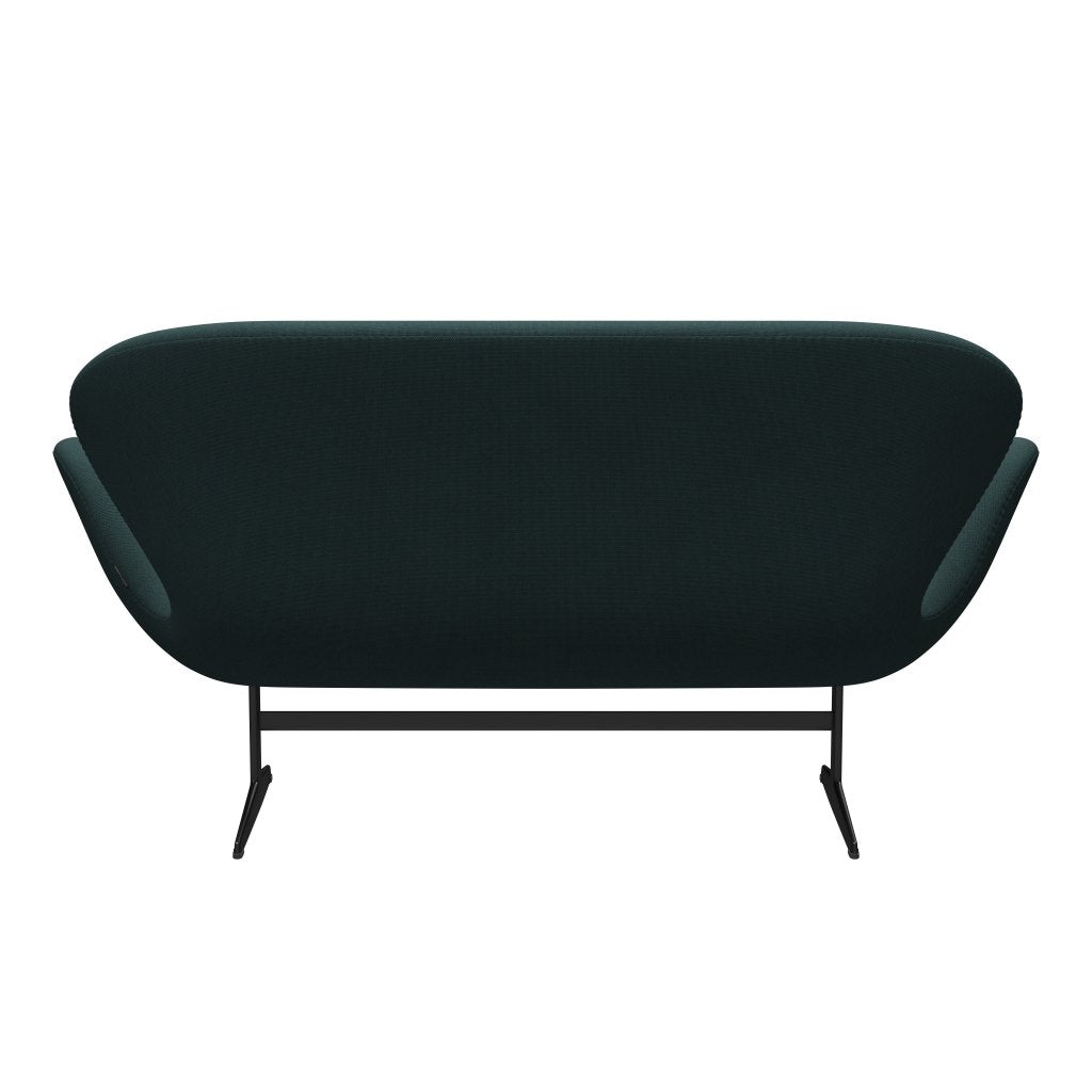 [product_category]-Fritz Hansen Swan Sofa 2 Seater, Black Lacquered/Steelcut Trio Bottle Green-Fritz Hansen-3321-STR996-BLLA-FRI-4