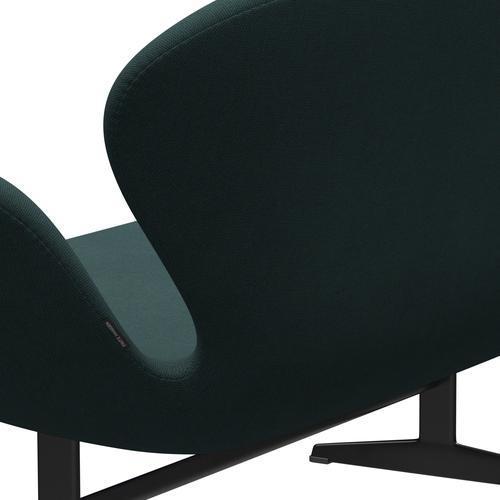[product_category]-Fritz Hansen Swan Sofa 2 Seater, Black Lacquered/Steelcut Trio Bottle Green-Fritz Hansen-3321-STR996-BLLA-FRI-5