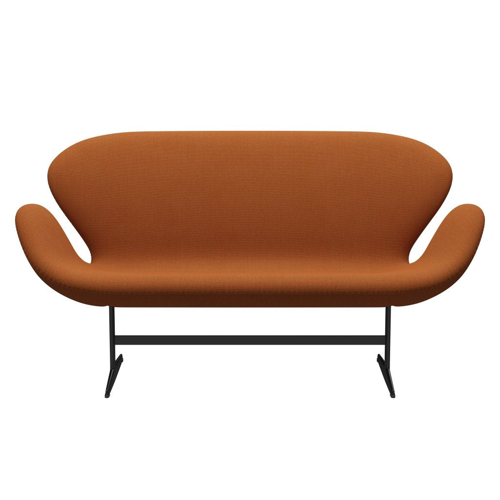 [product_category]-Fritz Hansen Swan Sofa 2 Seater, Black Lacquered/Steelcut Trio Burnt Orange-Fritz Hansen-3321-STR576-BLLA-FRI-1