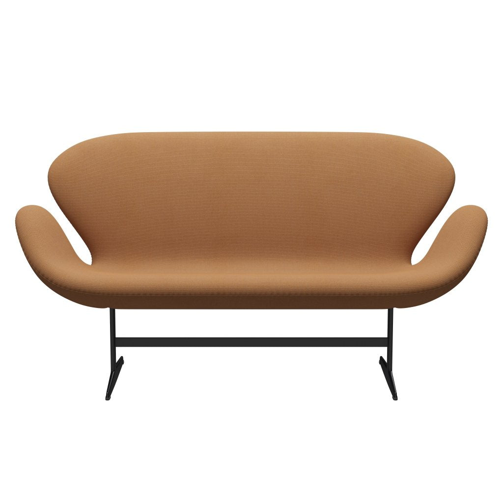 [product_category]-Fritz Hansen Swan Sofa 2 Seater, Black Lacquered/Steelcut Trio Camel-Fritz Hansen-3321-STR436-BLLA-FRI-1