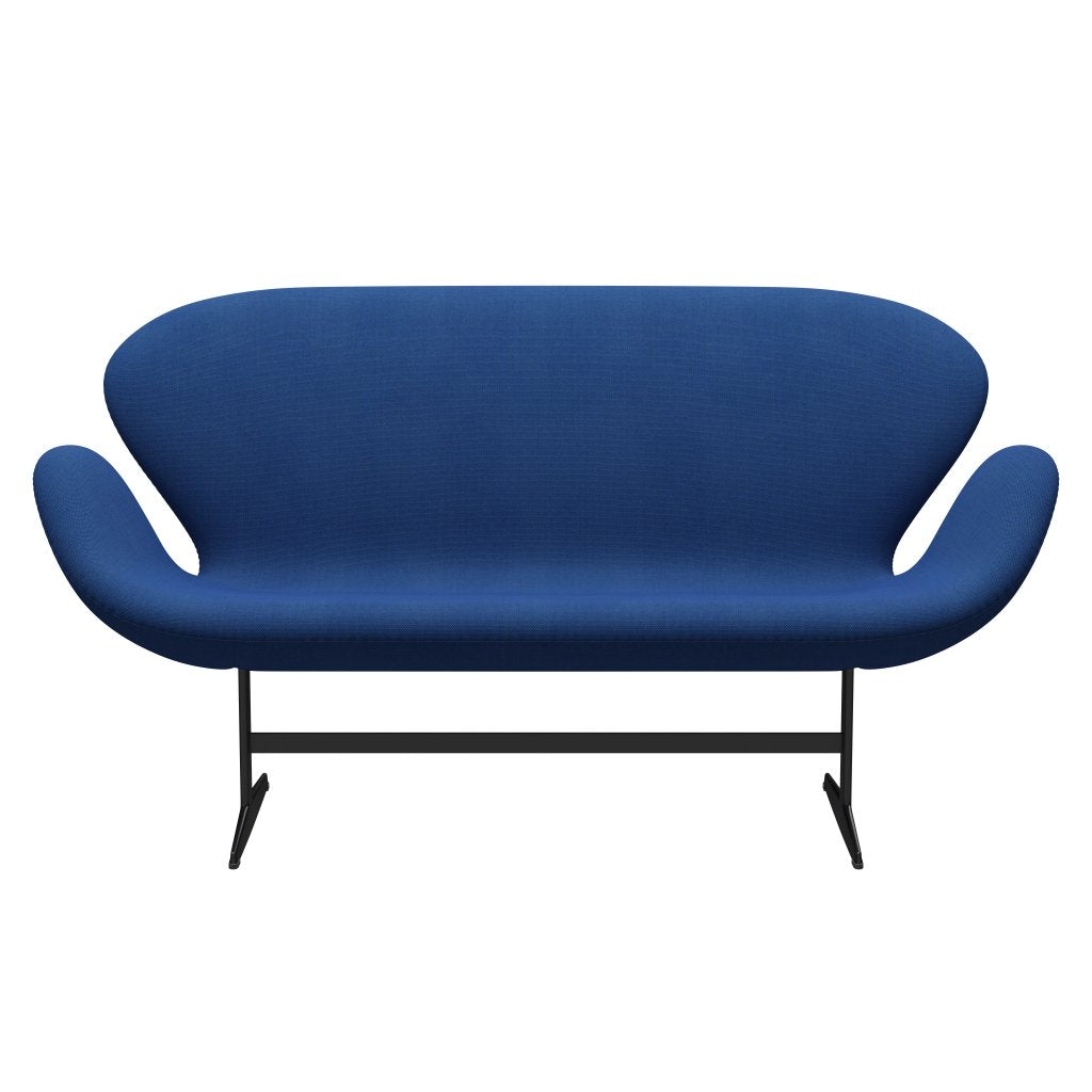 [product_category]-Fritz Hansen Swan Sofa 2 Seater, Black Lacquered/Steelcut Trio Cobalt Blue-Fritz Hansen-3321-STR746-BLLA-FRI-1