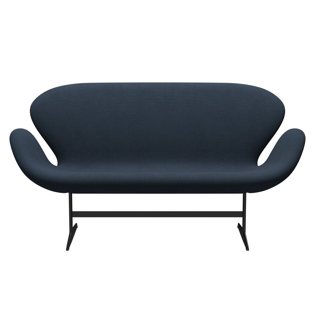 [product_category]-Fritz Hansen Swan Sofa 2 Seater, Black Lacquered/Steelcut Trio Dark Brown Blue-Fritz Hansen-3321-STR756-BLLA-FRI-1