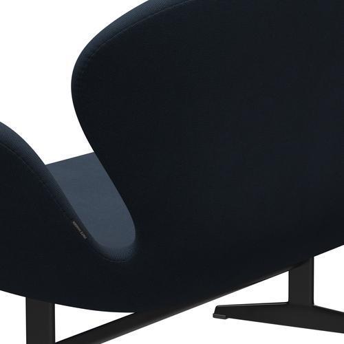 [product_category]-Fritz Hansen Swan Sofa 2 Seater, Black Lacquered/Steelcut Trio Dark Brown Blue-Fritz Hansen-3321-STR756-BLLA-FRI-5
