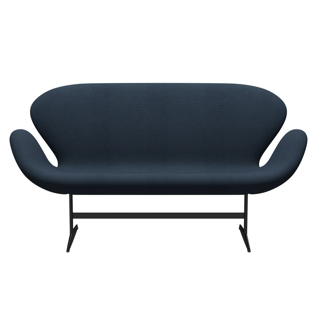 [product_category]-Fritz Hansen Swan Sofa 2 Seater, Black Lacquered/Steelcut Trio Dark Dust Blue-Fritz Hansen-3321-STR796-BLLA-FRI-1