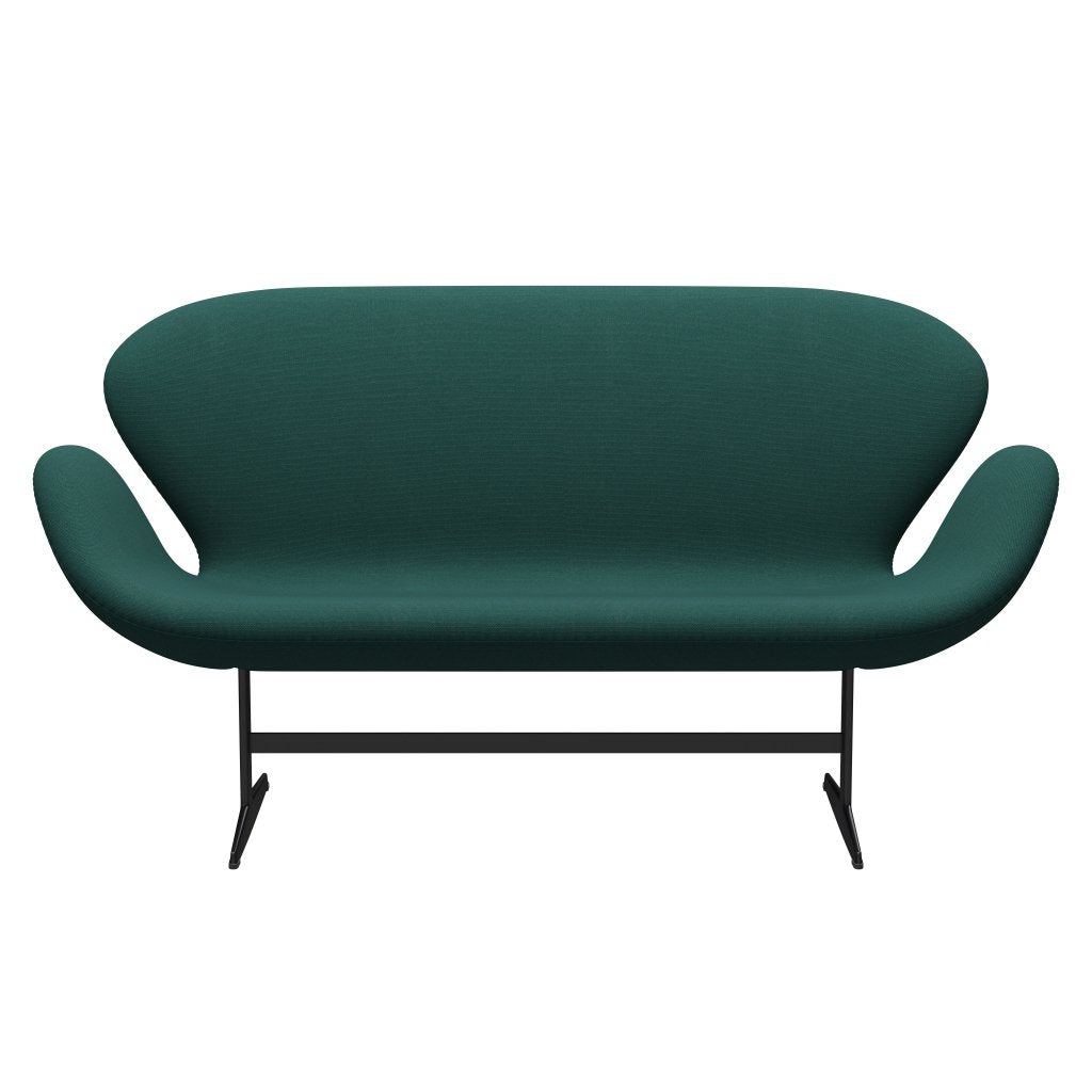[product_category]-Fritz Hansen Swan Sofa 2 Seater, Black Lacquered/Steelcut Trio Dark Green-Fritz Hansen-3321-STR976-BLLA-FRI-1