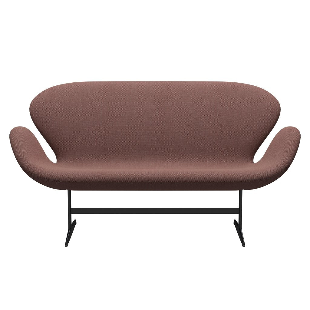 [product_category]-Fritz Hansen Swan Sofa 2 Seater, Black Lacquered/Steelcut Trio Light Brown & Red/Green-Fritz Hansen-3321-STR645-BLLA-FRI-1