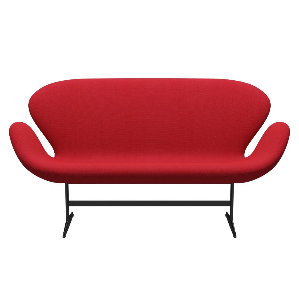 [product_category]-Fritz Hansen Swan Sofa 2 Seater, Black Lacquered/Steelcut Trio Light Red-Fritz Hansen-3321-STR666-BLLA-FRI-1