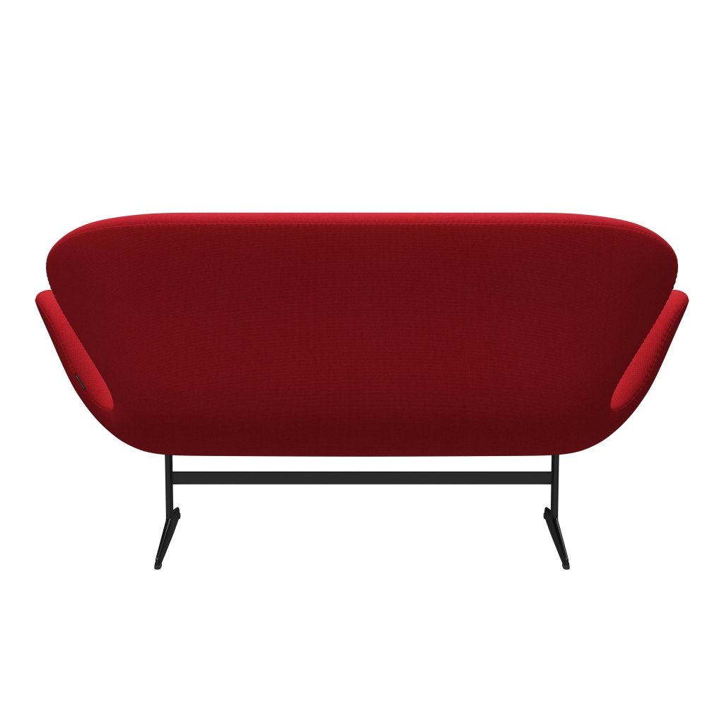 [product_category]-Fritz Hansen Swan Sofa 2 Seater, Black Lacquered/Steelcut Trio Light Red-Fritz Hansen-3321-STR666-BLLA-FRI-4
