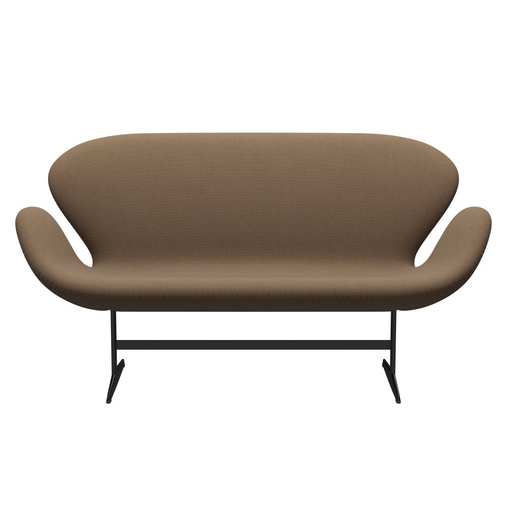 [product_category]-Fritz Hansen Swan Sofa 2 Seater, Black Lacquered/Steelcut Trio Military Green-Fritz Hansen-3321-STR476-BLLA-FRI-1