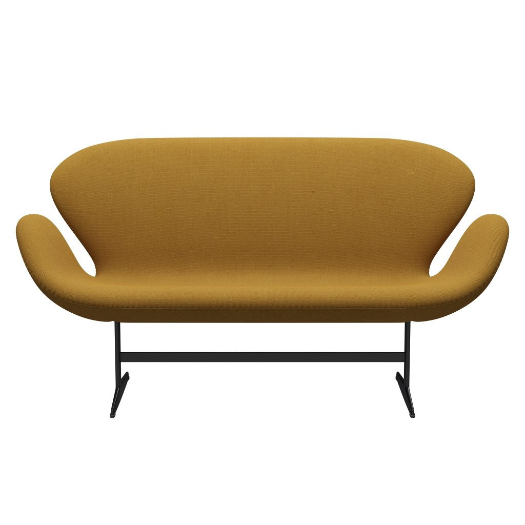 [product_category]-Fritz Hansen Swan Sofa 2 Seater, Black Lacquered/Steelcut Trio Mustard Dark-Fritz Hansen-3321-STR466-BLLA-FRI-1