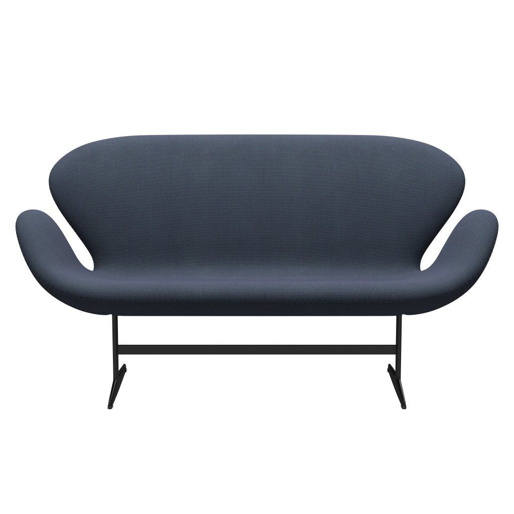 [product_category]-Fritz Hansen Swan Sofa 2 Seater, Black Lacquered/Steelcut Trio Olive Green/Turquoise-Fritz Hansen-3321-STR883-BLLA-FRI-1